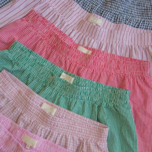 Boxers for Women Y2K Aesthetic Elastic Waist Striped Plaid Print Pajama Shorts Teen Girls Summer Cute Lounge Bottoms Sleepwear - Image 2