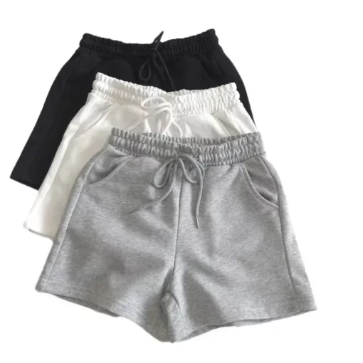 2025 Summer Shorts Women Elasticity Lovely Girls Korean Style Sweet Students Harajuku Simple Pure Gray Trousers Female - Image 2