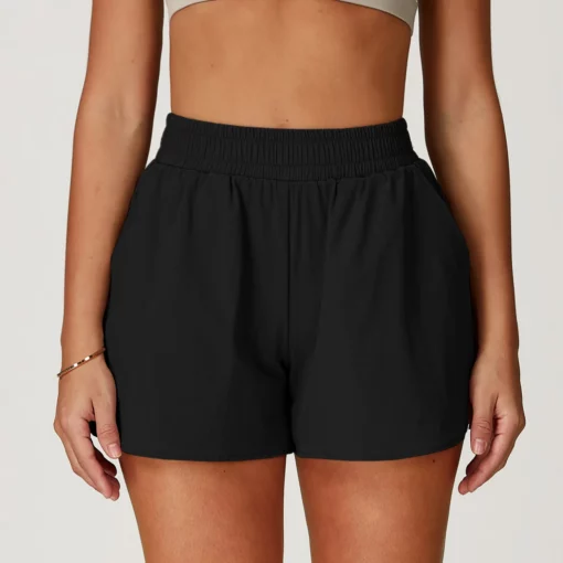 Summer Casual Sport Shorts Women's Yoga Shorts with Pockets Breathable Sweat Women's High Waist Short Pant Outdoor Jogger Shorts - Image 3
