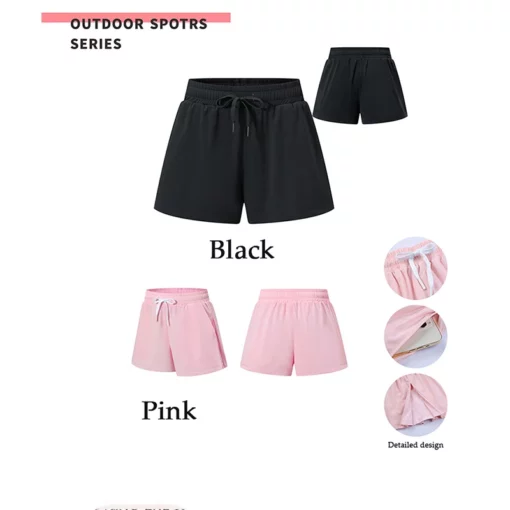 Woman Yoga Short Pants Running Fitness Outdoor Sport Double-layer Yoga Shorts Pants Quick Dry Breathable Stretch Fitness Running - Image 4