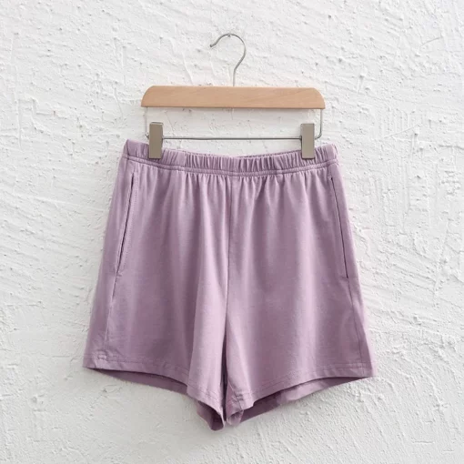 Casual Loose 95% Cotton Shorts Knitted Women High-wasit Soft Streetwear Sport Running Basic Summer Short With Pockect Mujer - Image 4