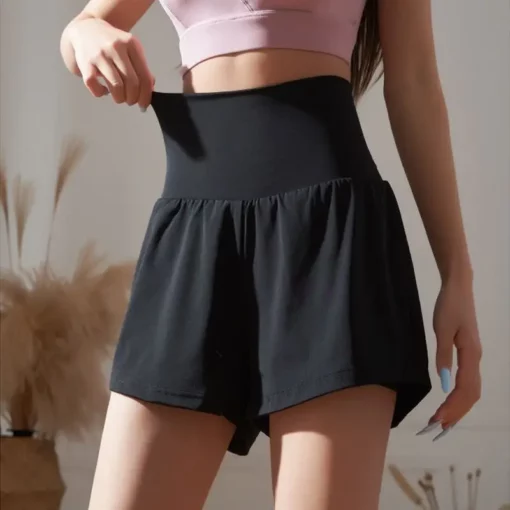 Women's Shorts Wide Fitness Gym Sport Elastic Waist High Sports Black Running Female Short Pants Outfits Luxury Comfy Designer