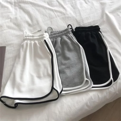 Korean Simple Casual Striped Shorts Women Summer Fashion Elastic High Waist Short Pant Yoga Sports Clothes Retro Street Shorts - Image 3