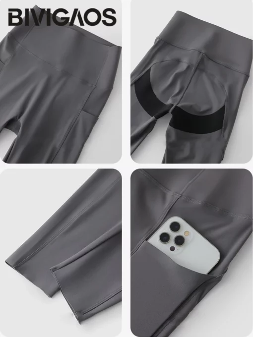 BIVIGAOS Summer Pocket High Waist Sharkskin Shorts Women Tight Butt Lifter Naked Feeling Sexy Sport Fitness Yoga Bicycle Shorts - Image 6