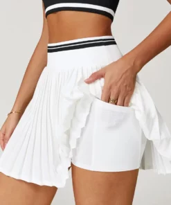 Women Sports Mini Pleated Skirt High Waist Golf Tennis Skirts Double Layers Gym Running Yoga Pocket Skirt Athletic Workout Skort