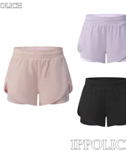 Summer Women Yoga Shorts Fitness Bilayer Sport Yoga Shorts Solid Color Ice Silk Mesh Breathable Outdoor Sport Gym Yoga Shorts