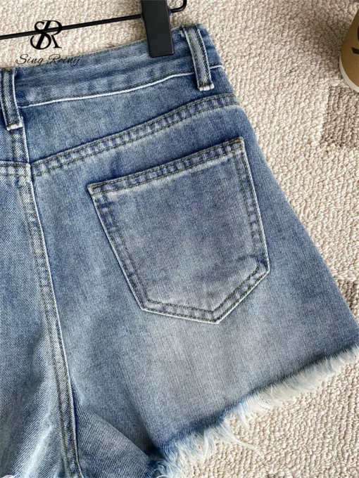 SINGREINY Summer Hot Girl Denim Shorts Beadings Hole Tassels Design Women Fashion Versatile Streetwear High Waist A Line Shorts - Image 10