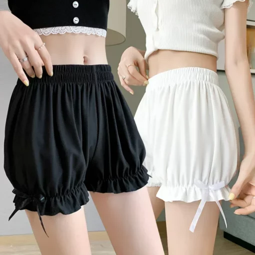2025 Women Short Panties Imitation Silk Ruffle Bloomers Anti Exposure Safety Pants Lolita Satin Knickers Shorts Dress Pettipant