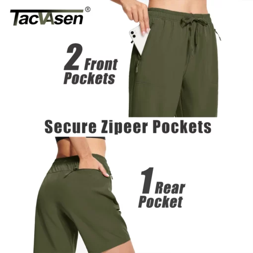 TACVASEN Lightweight Hiking Shorts Womens Quick Dry Waterproof Short 3 Zipper Pockets Outdoor Tennis Cargo Workout Summer Shorts - Image 7