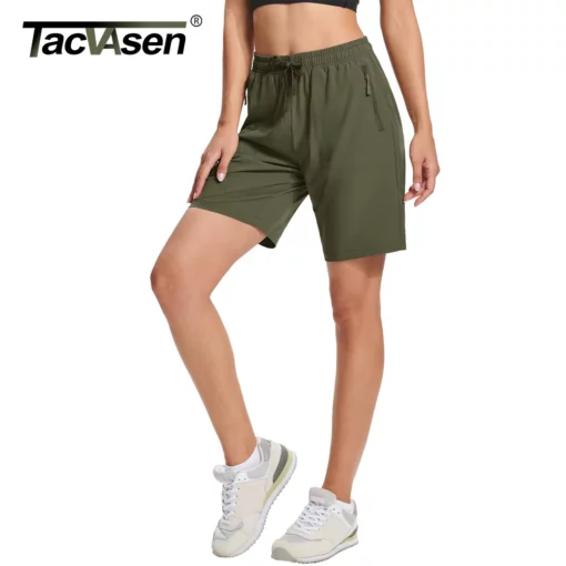 TACVASEN Lightweight Hiking Shorts Womens Quick Dry Waterproof Short 3 Zipper Pockets Outdoor Tennis Cargo Workout Summer Shorts - Image 9
