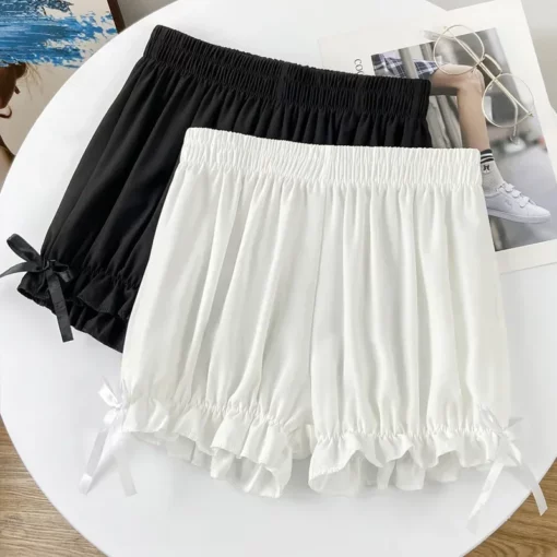 2025 Women Short Panties Imitation Silk Ruffle Bloomers Anti Exposure Safety Pants Lolita Satin Knickers Shorts Dress Pettipant - Image 4
