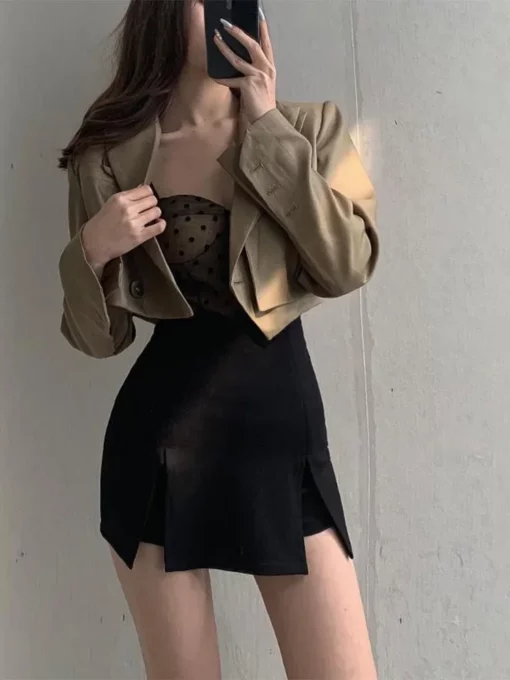 Sexy Split Shorts Skirt Women'S Office Ladies 4xl Suit Skirt Summer New Black Mini A-Line Pants Skirt High Waist Wide Leg Shorts - Image 9