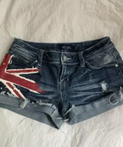 Millennium Vintage British Flag Printed Shorts Fashionable Street Slim Shorts for Women Harajuku Style Y2k Shorts Streetwear