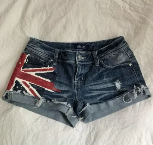 Millennium Vintage British Flag Printed Shorts Fashionable Street Slim Shorts for Women Harajuku Style Y2k Shorts Streetwear