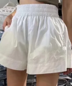Topanoma 2025 Summer Black White Puffy Shorts Pants Three Fashionable Versatile High Waist Hanging Silk Smooth Women Pants