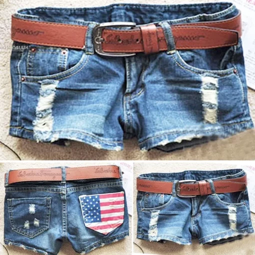 Drop shipping 2021 women new hot shorts summer fashion Skinny Low waist sexy mini American flag denim 51