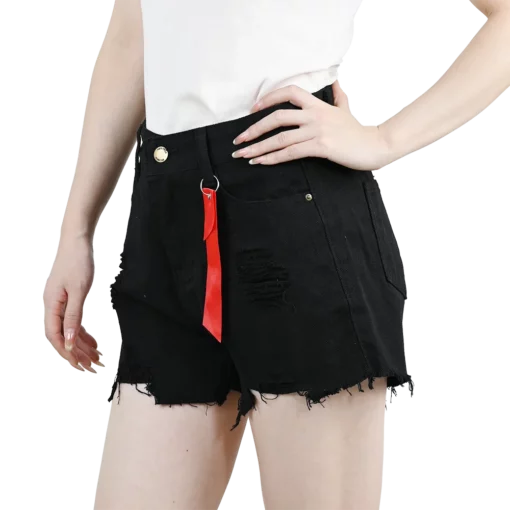 Black White Blue Denim Shorts Jeans Women's High Waist Ripped Jorts Tassels Pocket Short Trousers Streetwear Lady Summer Pants - Image 6
