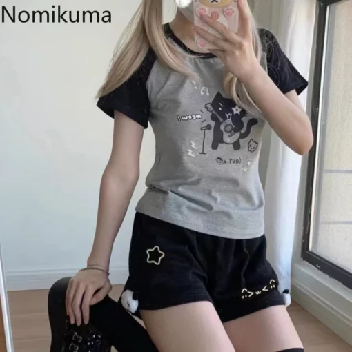 Cotton Shorts Women Print Cute Pantalones Cortos De Mujer 2025 New Bottoms Casual Fashion Elastic Waist Summer Wide Leg Pants - Image 5