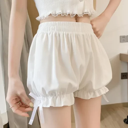 2025 Women Short Panties Imitation Silk Ruffle Bloomers Anti Exposure Safety Pants Lolita Satin Knickers Shorts Dress Pettipant - Image 2