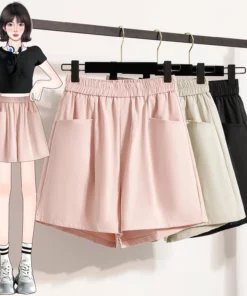 Women's Casual High Waist Outdoor Loose Fit Summer Shorts Pants Thin Style A- Line Casual Wide Leg Pants Lightweight Comfortable