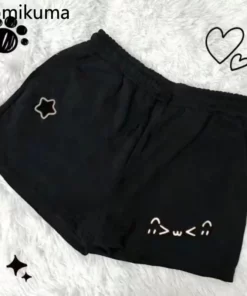 Cotton Shorts Women Print Cute Pantalones Cortos De Mujer 2025 New Bottoms Casual Fashion Elastic Waist Summer Wide Leg Pants