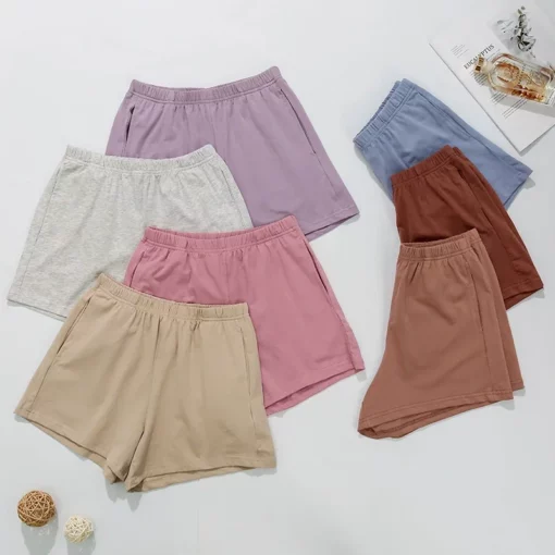 Casual Loose 95% Cotton Shorts Knitted Women High-wasit Soft Streetwear Sport Running Basic Summer Short With Pockect Mujer - Image 3