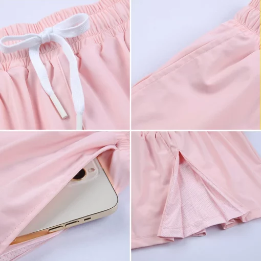 Woman Yoga Short Pants Running Fitness Outdoor Sport Double-layer Yoga Shorts Pants Quick Dry Breathable Stretch Fitness Running - Image 6