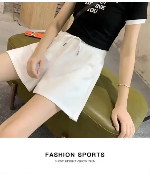 New Casual Women's Shorts A-line High Waist Short Chic Office Lady Shorts With Belted Vintage Female Trousers Spring Summer