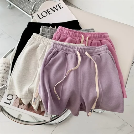 Casual Solid Loose Shorts For Women 2025 Summer Retro Korean High Waist Short Trousers Female Chic Streetwear Basic Sport Pants