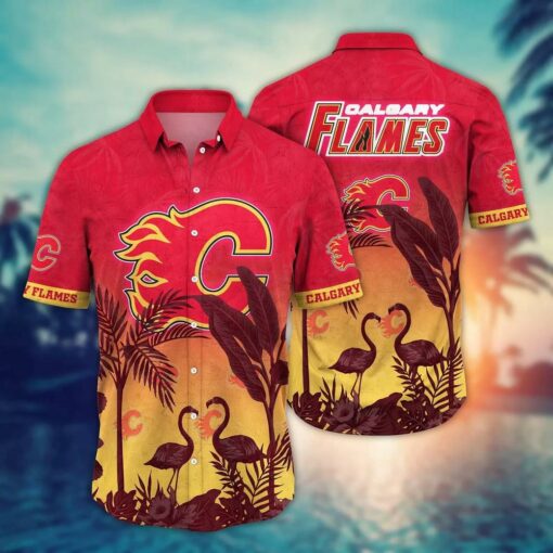 Calgary Flames Flamingo Sunset Summer Hawaiian Shirt