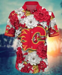 Calgary Flames Floral Elegance Summer Hawaiian Shirt