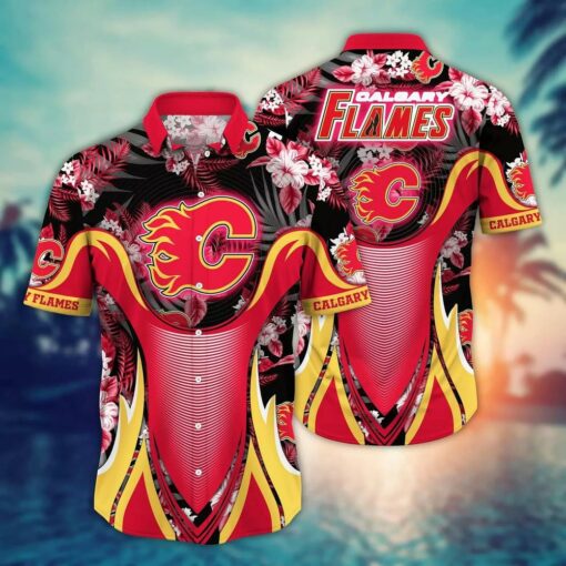 Calgary Flames Hibiscus Wave Summer Hawaiian Shirt