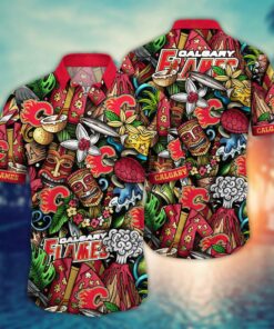 Calgary Flames Island Tiki Summer Hawaiian Shirt
