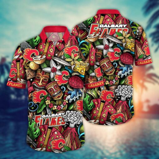 Calgary Flames Island Tiki Summer Hawaiian Shirt