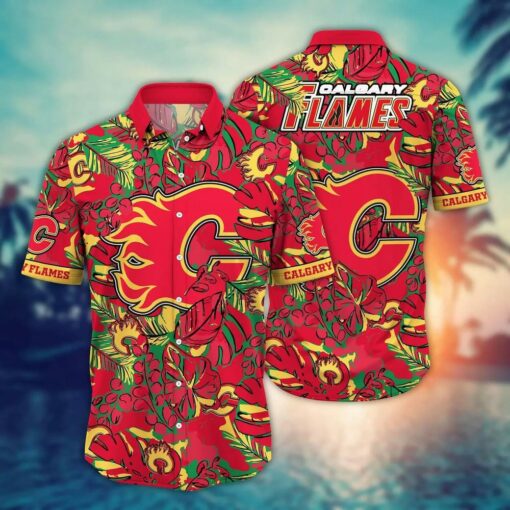 Calgary Flames Jungle Berry Summer Hawaiian Shirt