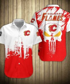 Calgary Flames Skull Heat Summer Hawaiian Shirt