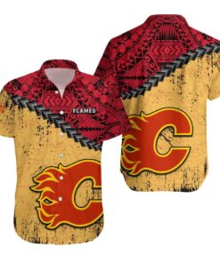 Calgary Flames Tribal Fusion Summer Hawaiian Shirt