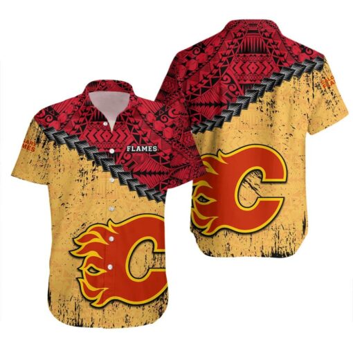Calgary Flames Tribal Fusion Summer Hawaiian Shirt