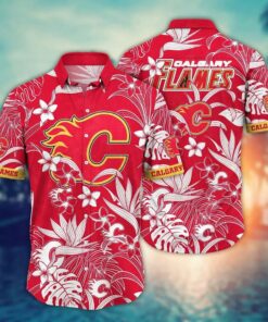 Calgary Flames Tropical Bloom Summer Hawaiian Shirt