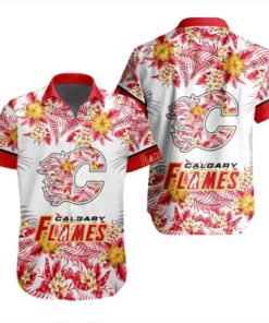 Calgary Flames Tropical Blossom Summer Hawaiian Shirt