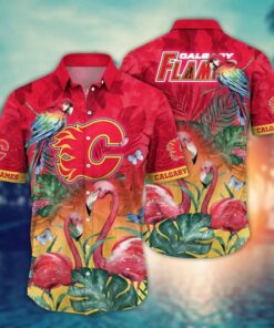 Calgary Flames Tropical Flamingo Summer Hawaiian Shirt