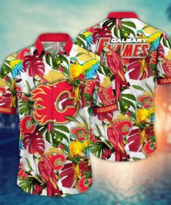 Calgary Flames Tropical Parrot Summer Hawaiian Shirt