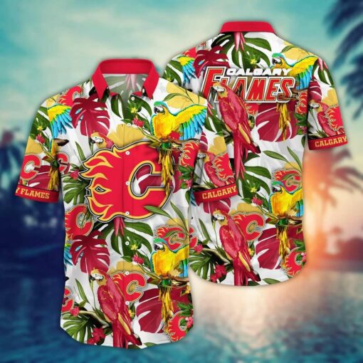 Calgary Flames Tropical Parrot Summer Hawaiian Shirt