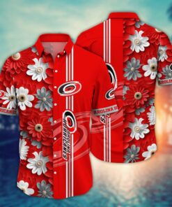 Carolina Hurricanes Floral Stripes Summer Hawaiian Shirt