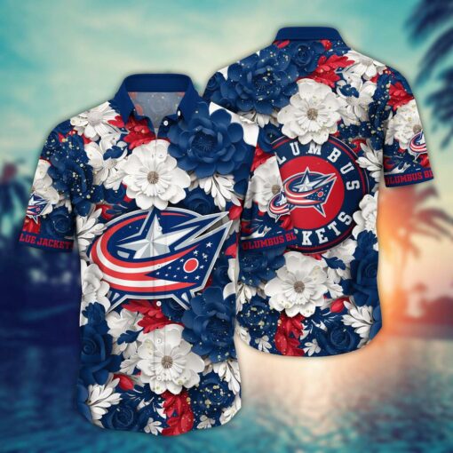 Columbus Blue Jackets Garden of Glory Summer Hawaiian Shirt