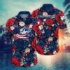 Columbus Blue Jackets Red Blossom Summer Hawaiian Shirt
