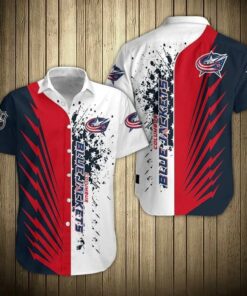 Columbus Blue Jackets Red Line Action Summer Hawaiian Shirt