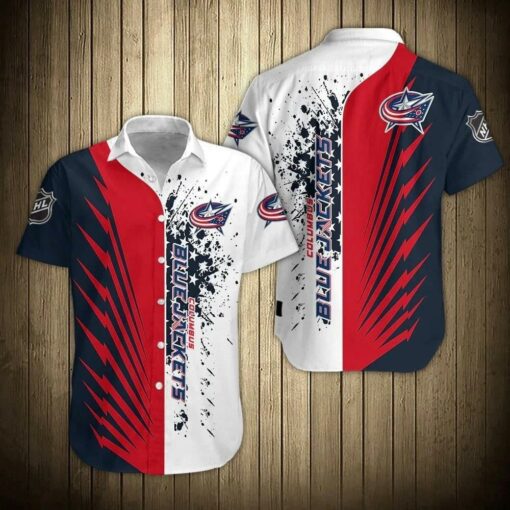 Columbus Blue Jackets Red Line Action Summer Hawaiian Shirt
