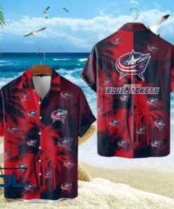 Columbus Blue Jackets Red Palm Vibes Summer Hawaiian Shirt