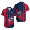 Columbus Blue Jackets Stripes & Grunge Summer Hawaiian Shirt